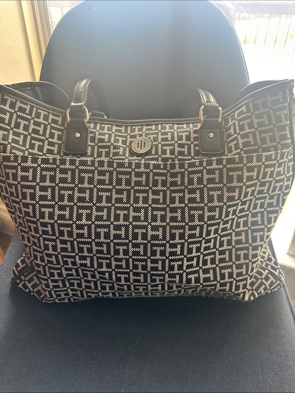 Tommy Hilfiger Black & White Monogram Tote